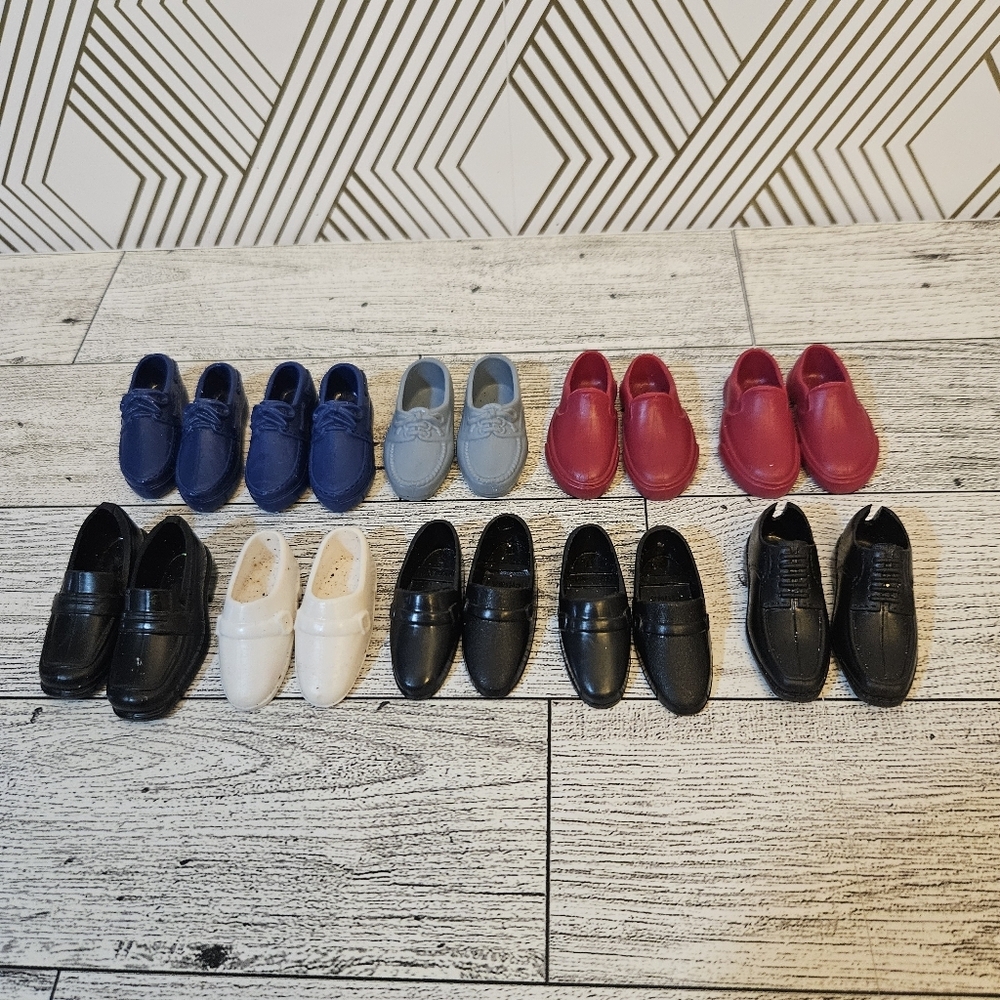 Ken Doll Barbie Mattel 10 Pair Lot Shoes Loafers Dress Shoes